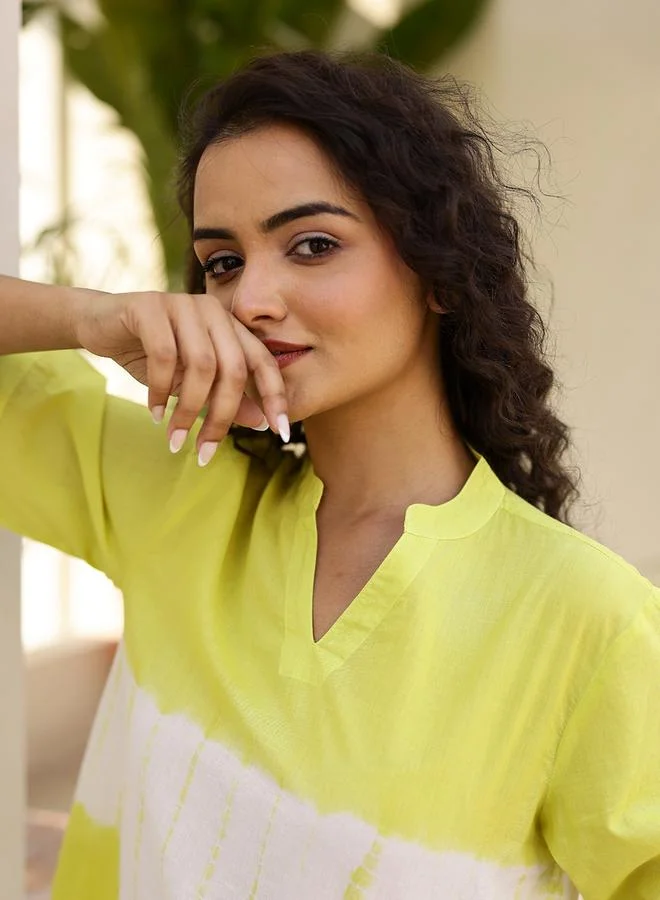 Sanskrutihomes  Women Yellow Tie and Dyed Pure Cotton Night suit for Women | Best Price UAE